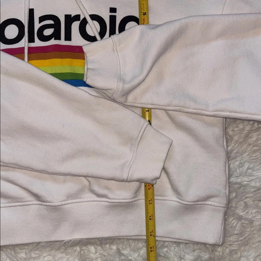 Polaroid Fleece Cropped Boxy Hooded Sweatshirt, Size XL